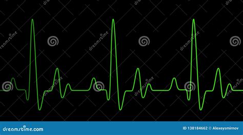 Heart Pulse Graphic Green Line On Black Stock Illustration Illustration Of Cardiogram