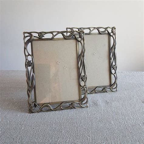 Pair Of 5 X 7 Brushed Gold Metal Picture Frames Etsy Metal