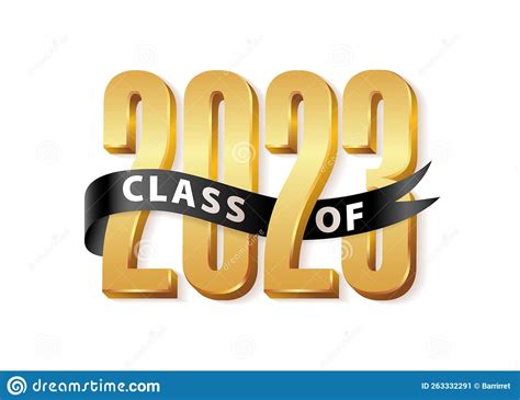 Class Of 2023 Gold Lettering Graduation 3d Logo With Black Ribbon