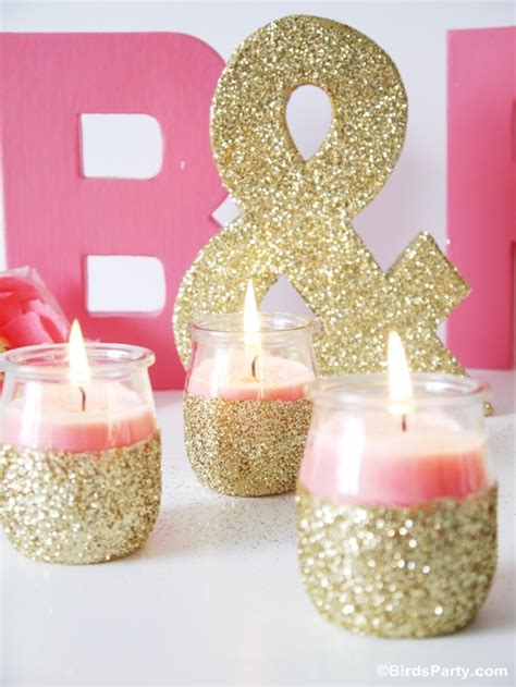Diy Pink Candles And Glitter Candle Holders Party Ideas Party Printables Blog