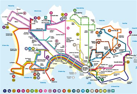 Linear Bus Map Of Jersey Bus Map Map Travel Planner