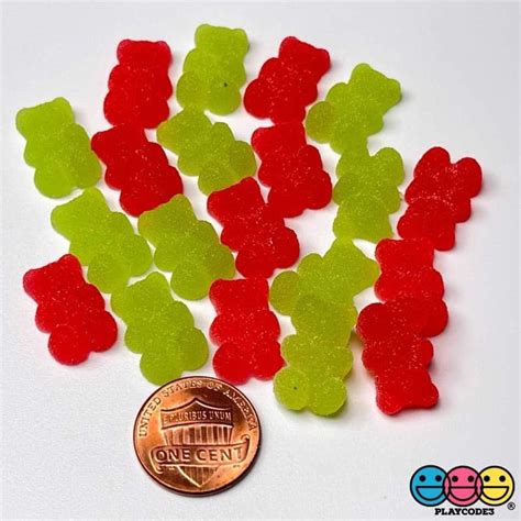 20 Pcs Gummy Bears Red Green Christmas Faux Candy Charm Sugar Etsy