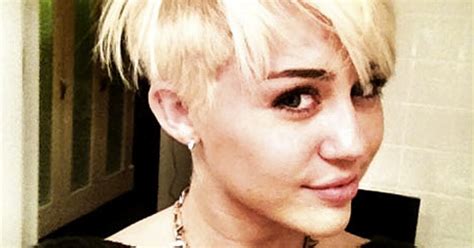 Miley Cyrus Tweets Pictures Of Her New White Blonde Shaved Hair Cut