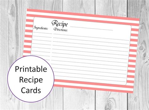 Printable Recipe Cards 4x6 Recipe Cards Instant By Nicekoala