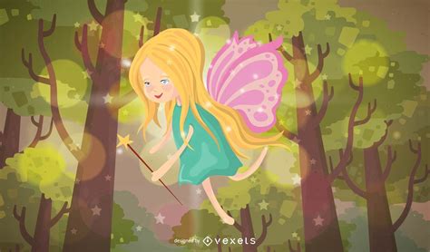 Fairy Illustration On A Forest Vector Download