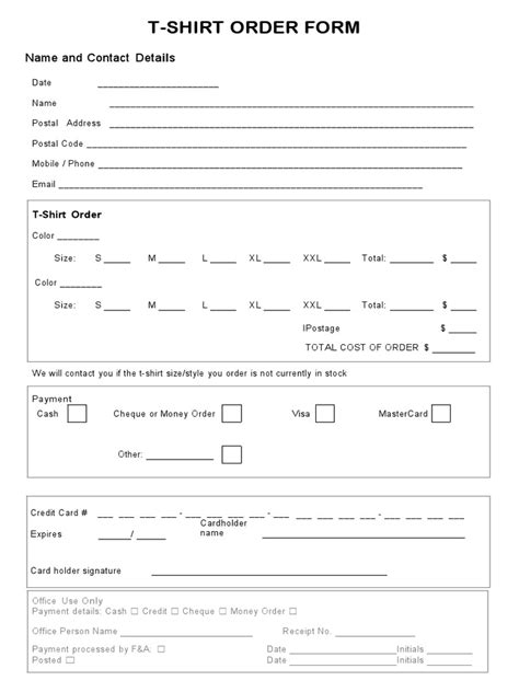 Editable T Shirt Order Form Template Pdf Formatpdf 20 Views