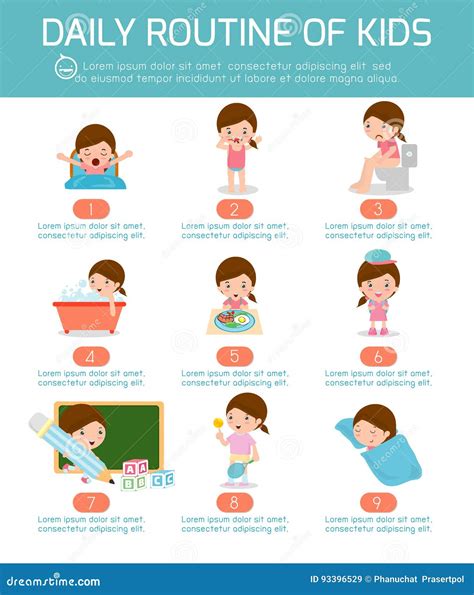 Daily Routine Daily Routine Of Happy Kids Infographic Element