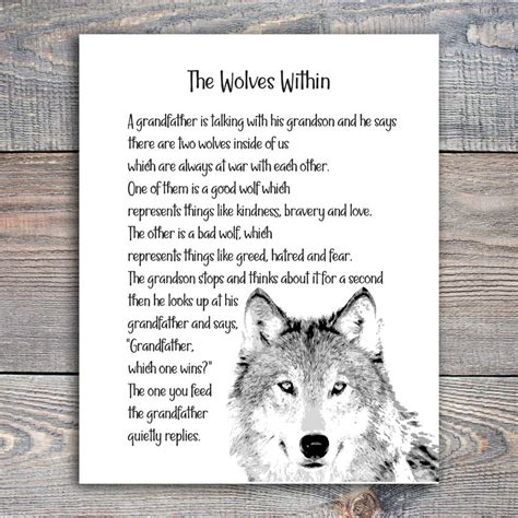 Native American Parable The Wolves Within Two Wolves Poem