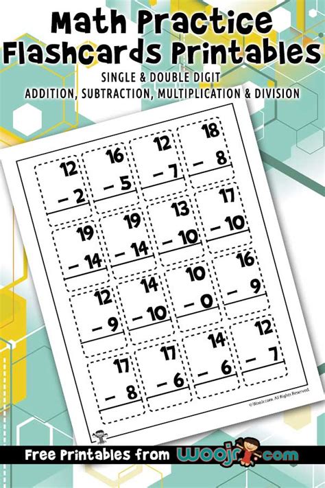 Math Practice Flashcards Printables Woo Jr Kids Activities