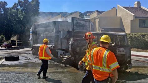 Glendale Garbage Truck Catches Fire Destroying Two Nearby Cars Los