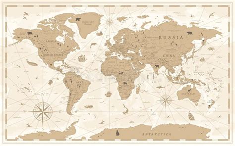 Caricatura Detallada Del Mapa Mundial Vector Stock De Ilustración