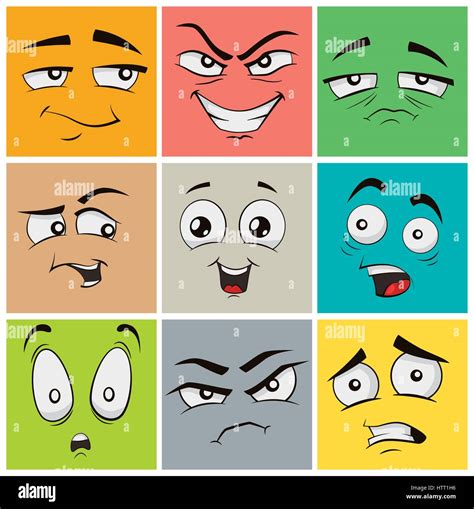 funny cartoon faces with emotions vector clip art illustration stock vector image and art alamy