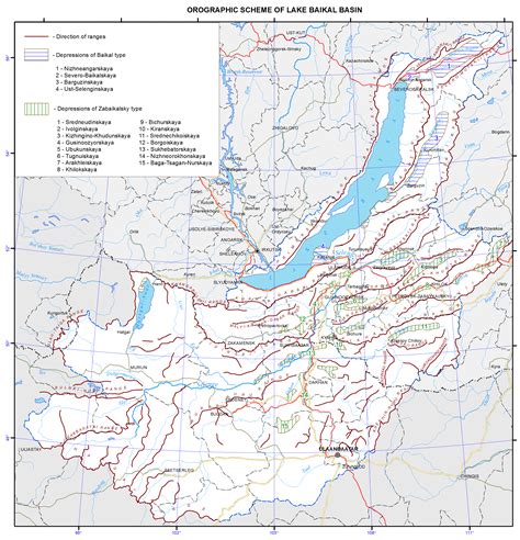 011 Orographic Scheme Of Lake Baikal Basin Map — English