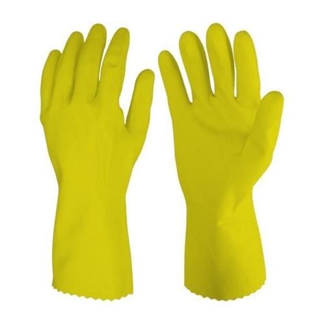 Rubber Flock Lined Yellow Latex Industrial Hand Gloves For Industrial Uses At Best Price In