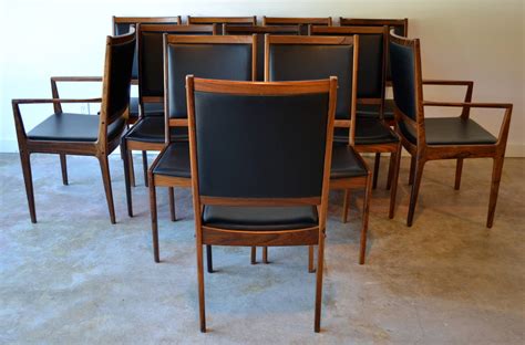 12 Rosewood And Leather Dining Chairs By Jl Møller Denmark 1960s At