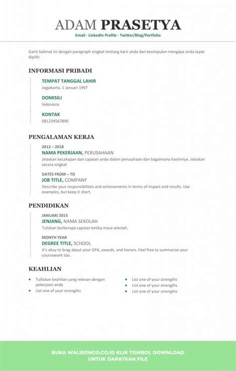 This staggering simple cv resume template. 10 Contoh CV Lamaran Kerja Word, Bisa di Download dan Edit!