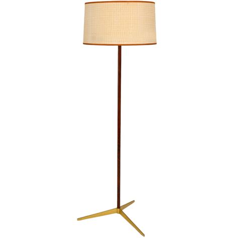 Mid Century Modern Brass Tripod And Rosewood Floor Lamp At 1stdibs