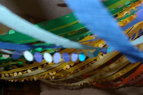 Ceiling Streamers From A Hula Hoop In The Middle Color Wheel Art