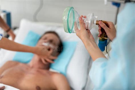 preparing oxygen mask for resuscitation stock image image of expertise exercising 174515547