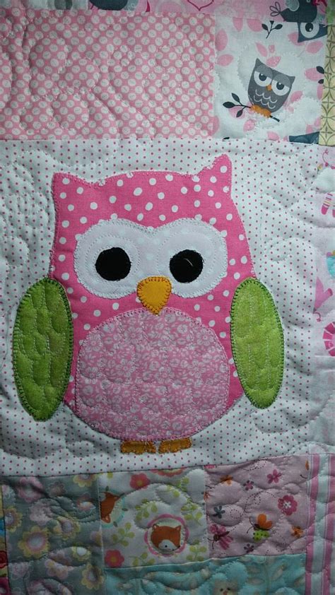 Baby Girl Quilt Pink Owl Crib Quilt Handmade Ready To