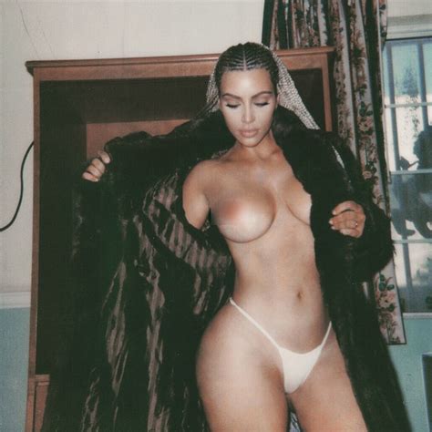 Kim Kardashian Debuts New Blond Braids In Semi Nude Photos