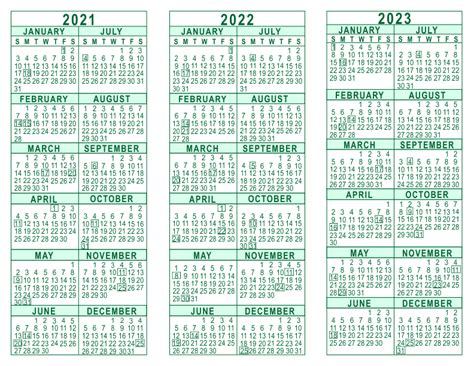 3 Year Calendar 2021 To 2023 Calendar Template Printable Images