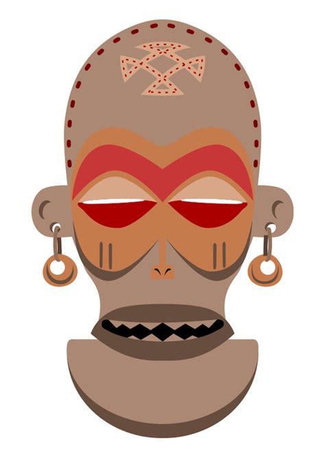 Le masque facial, que l'on rencontre chez tous les peuples africains qui utilisent les masques. Image masque africain - Zaïre - Angola - Dessin 27455