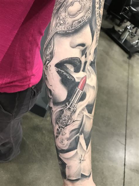 Feminine Arm Sleeve Tattoo Vintage Lipstick Girls With Sleeve Tattoos