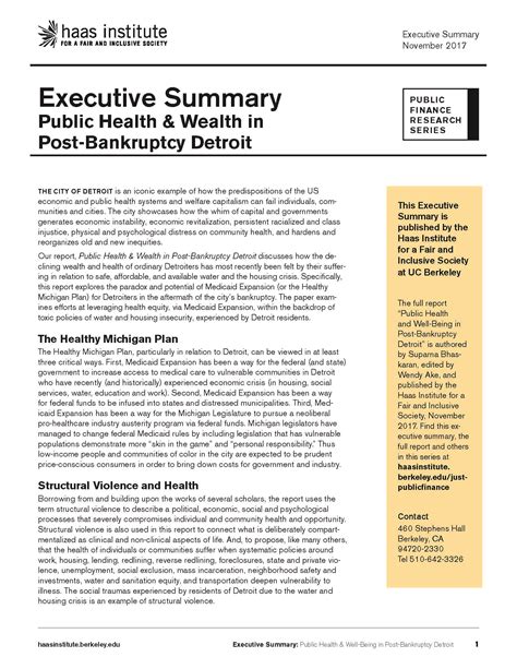 It is a crucial tool that can make all the difference in funding a venture. Executive Summary: Public Health & Wealth in Post ...