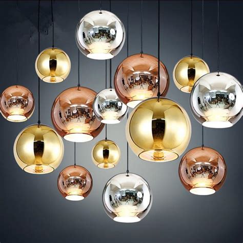 Simple Modern Pendant Lamp Indoor Lighting Plated Glass Ball Pendant