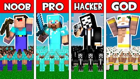 Noob Vs Pro Vs Hacker Vs God Minecraft Youtube