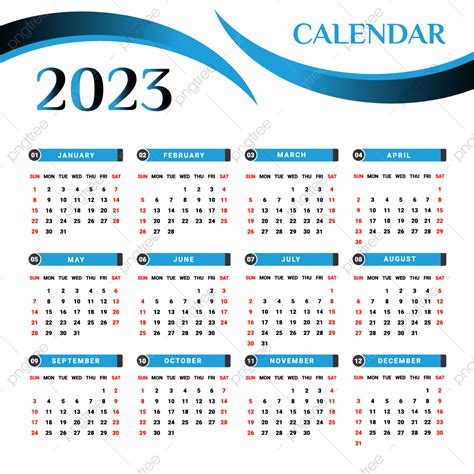 2023 Calendar With Black And Skyblue Calendar 2023 Calendar 2023 Png