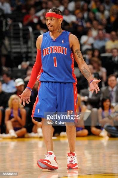 Allen Iverson Of The Detroit Pistons Walks Up Court During The Game