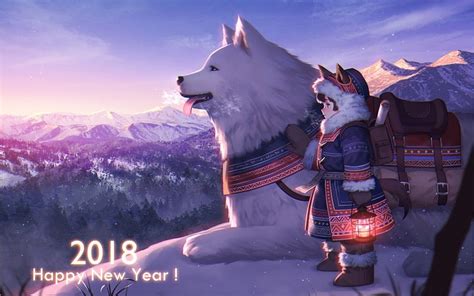 Anime Girl Wolf Snow Lantern Winter For Macbook Pro 15 Inch