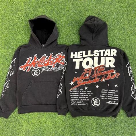 New Hellstar Studios Tour Long Sleeve Pullover Hoodie Vintrage Black