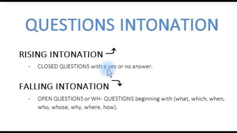 Questions Intonation Youtube