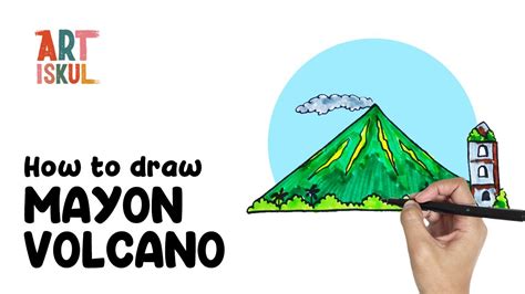 How To Draw Mayon Volcano Simple And Easy Landscape Drawing Tutorial