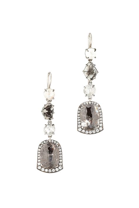 sylva and cie 18k gold and silver rough diamond earrings
