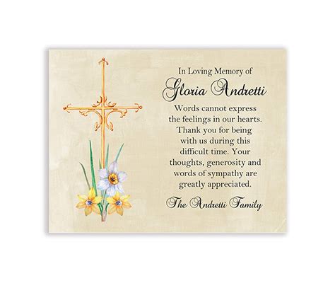 Christian Funeral Thank You And Bereavement Notes
