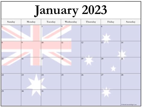 Australia January 2023 Calendar With Holidays Photos