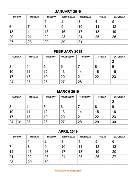 3 Month Calendar Free Printable