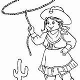 Cowgirl Coloring Country Lasso Training Using sketch template