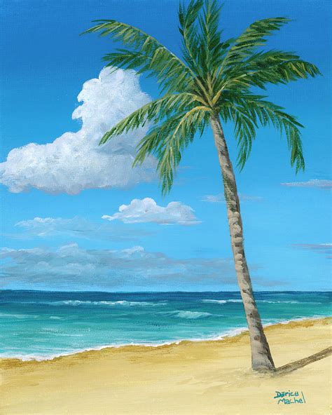 Palm Tree On The Beach Painting By Darice Machel Mcguire