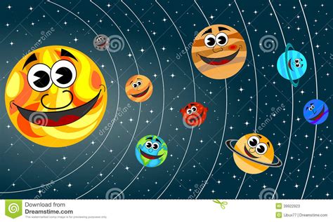 Solar System Cartoon Planets Smiling Orbit Stock Vector Image 39922923