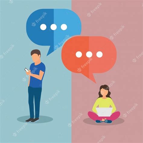 Premium Vector Texting Connections Man And Woman Chatting Vector