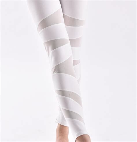 Women White Mesh Yoga Pants Sexy Dance Athletic Leggings Breathable Quick Dry Sport Leggings