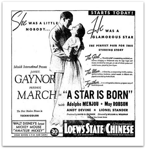 A Star Is Born 1937 Janet Gaynor Fredric March Film Posters Vintage Vintage Film Movie