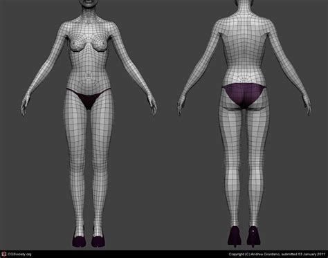 Maya Modeling Wireframe Female Character Design