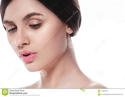 People Beauty Woman Face Portrait Beautiful Spa Model Girl Wit Stock