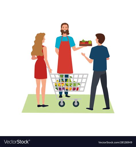 Isolated Seller Man And Clients Design Royalty Free Vector